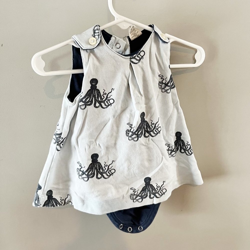Kate Quinn Organics Octopus Dress Romper- Size 3-6m